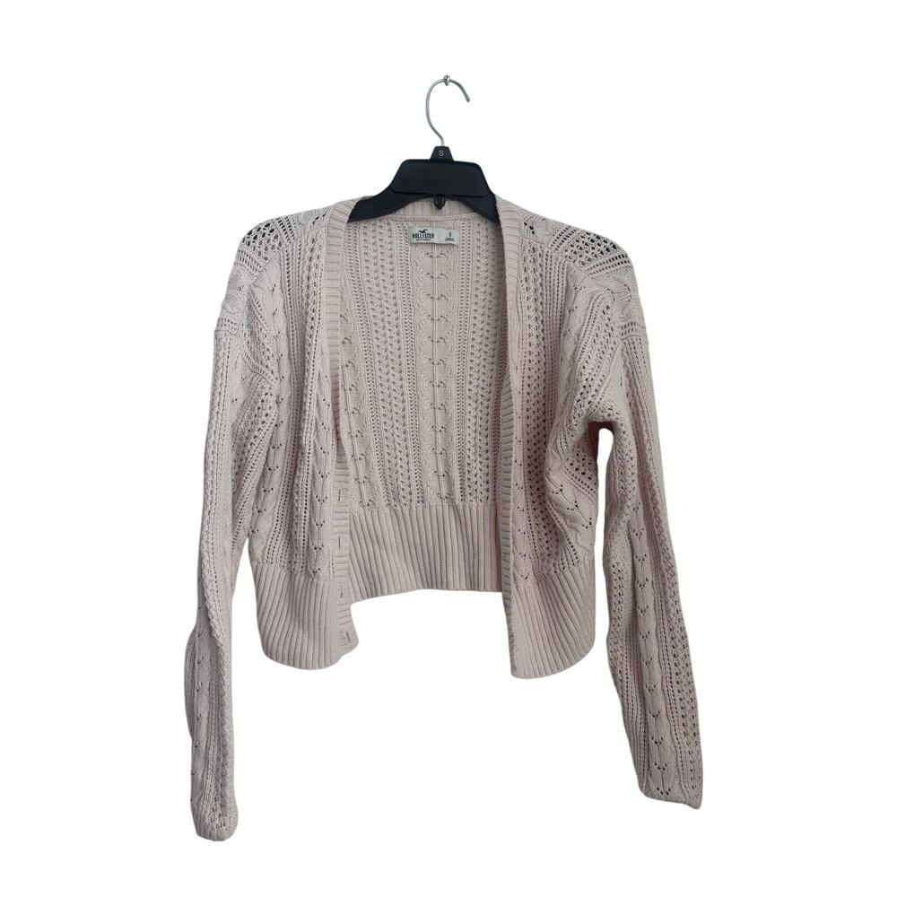 Hollister Baby Pink Crochet Knit Button Cardigan Size Small